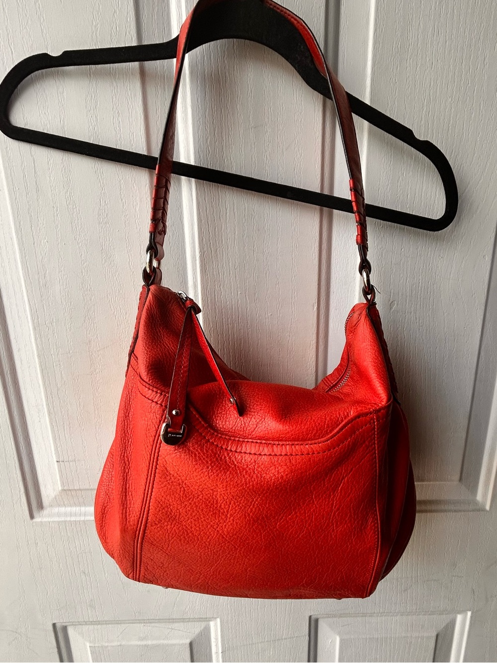 b. makowsky Red Leather Shoulder Hobo Bag